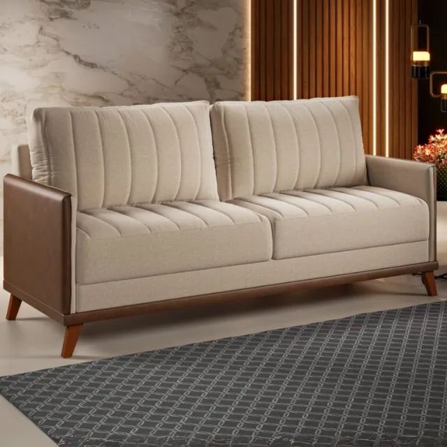 Pronta entrega! Sofa Living 2,00 m Conceito/Concept Linho Bronze - Pague no ato; 