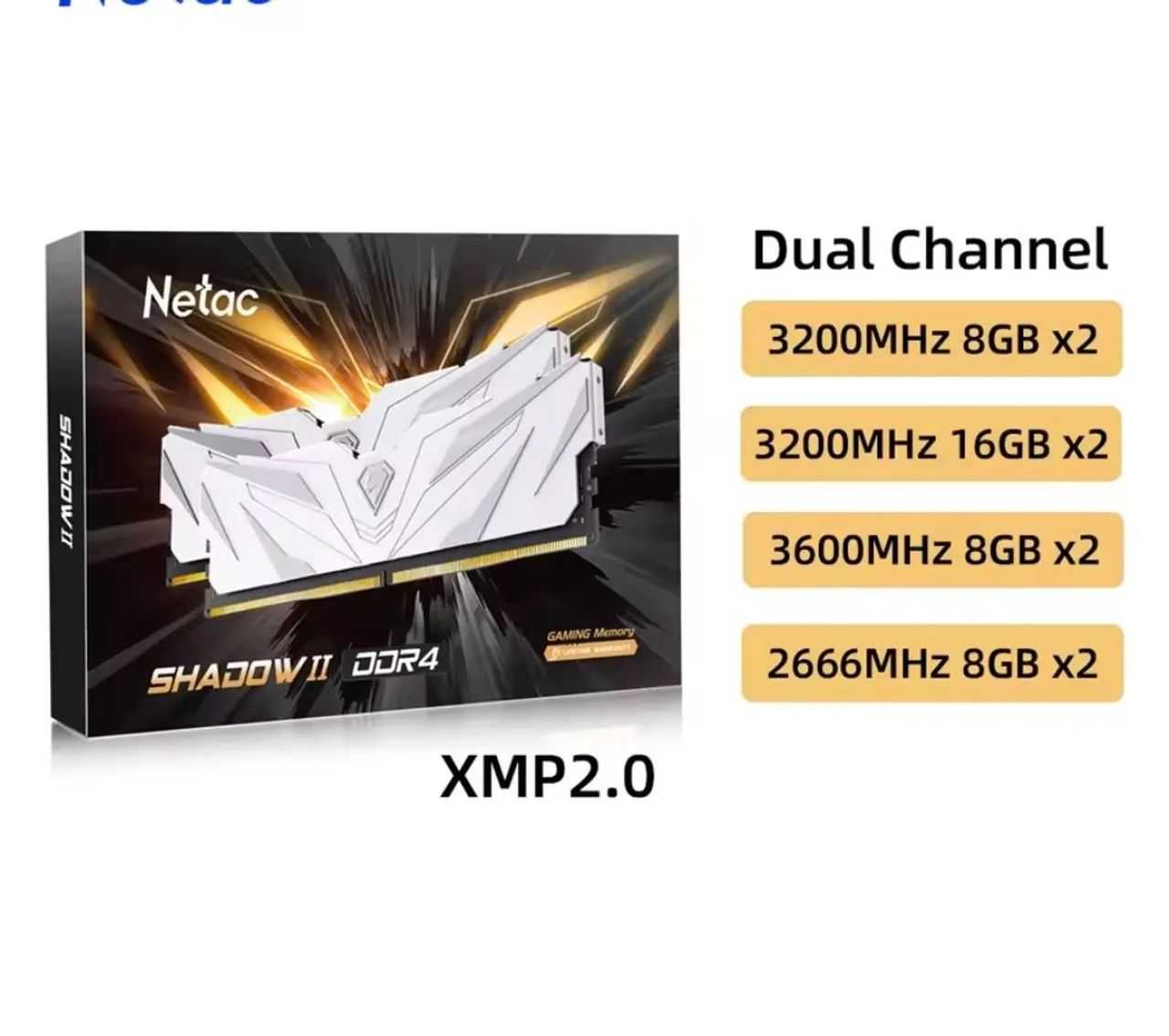 Memória RAM Netac Shadow II White 2x8GB - Foto 3