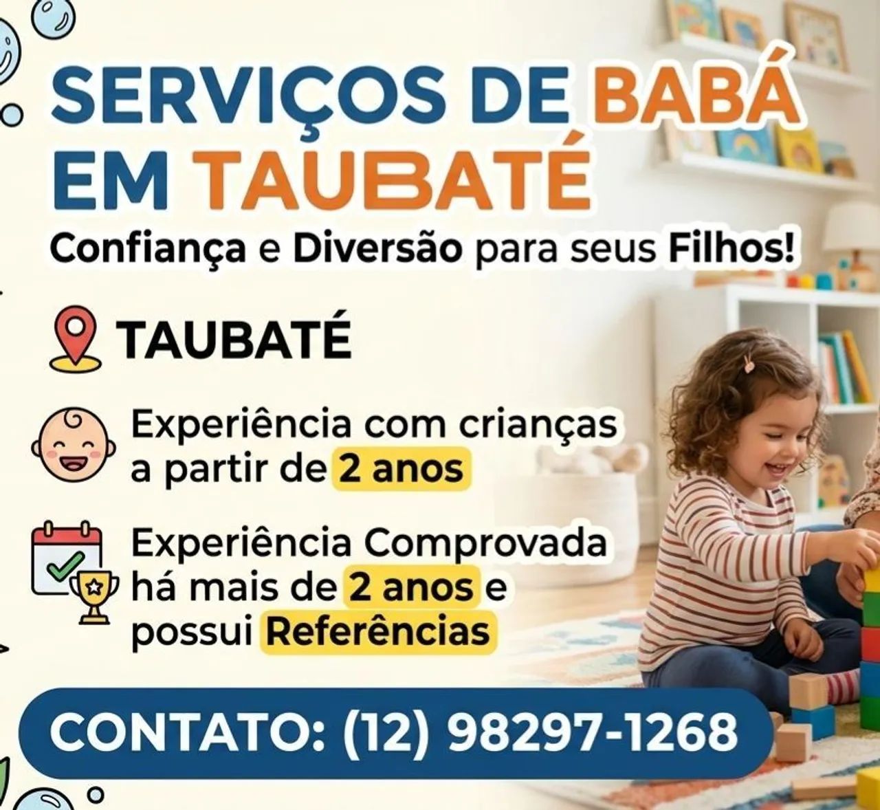 Babá crianças a partir de 2 anos