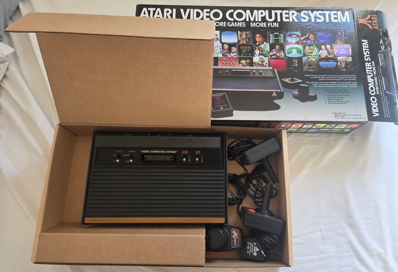 Atari woodgrain impecável caixa e berço reprô lindo!!!