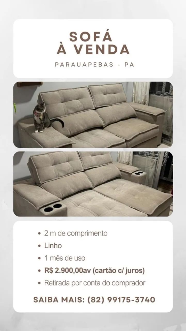 Sofá 2m de comprimento 