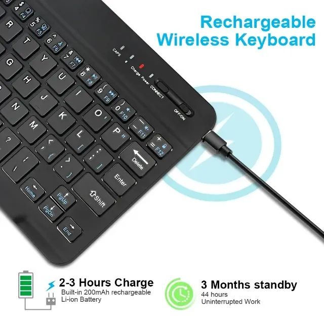 Mini Teclado Bluetooth Compatível com iPad 10ª Geração, iPad Pro/Air/Mini, Samsung e Xiaom - Foto 2