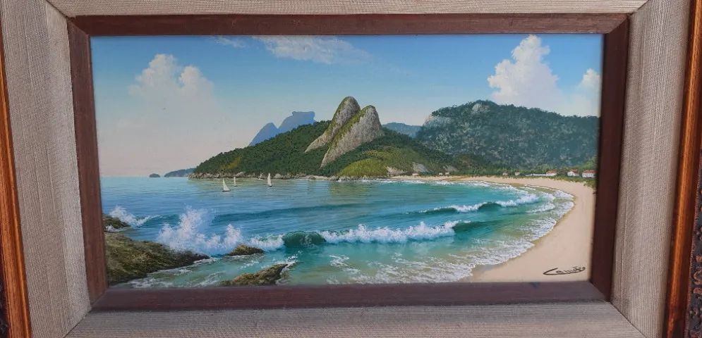 Quadro óleo sobre tela 25x14 c/ moldura - Camões - Foto 3