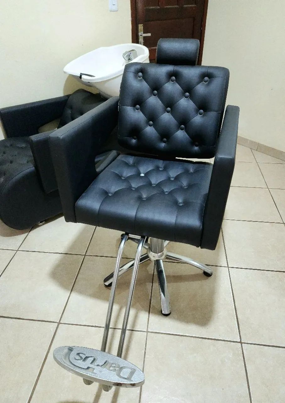 Kit Poltrona Cadeira E Lavatório Cuba De Fibra Móveis Salão - Foto 3