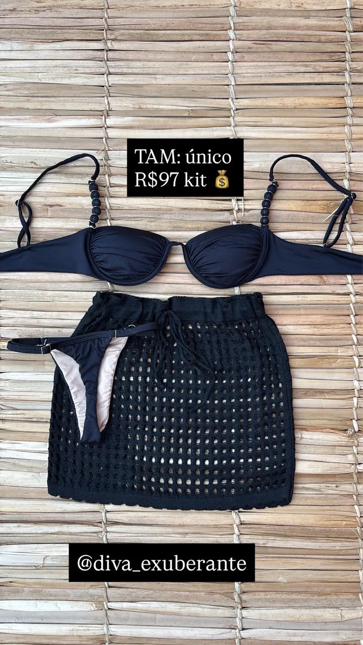 Kit biquíni e saída tricô  - Foto 2
