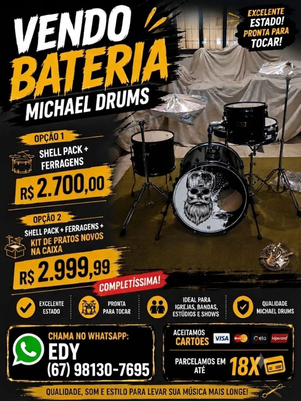 Bateria Michael Drums  - Foto 3