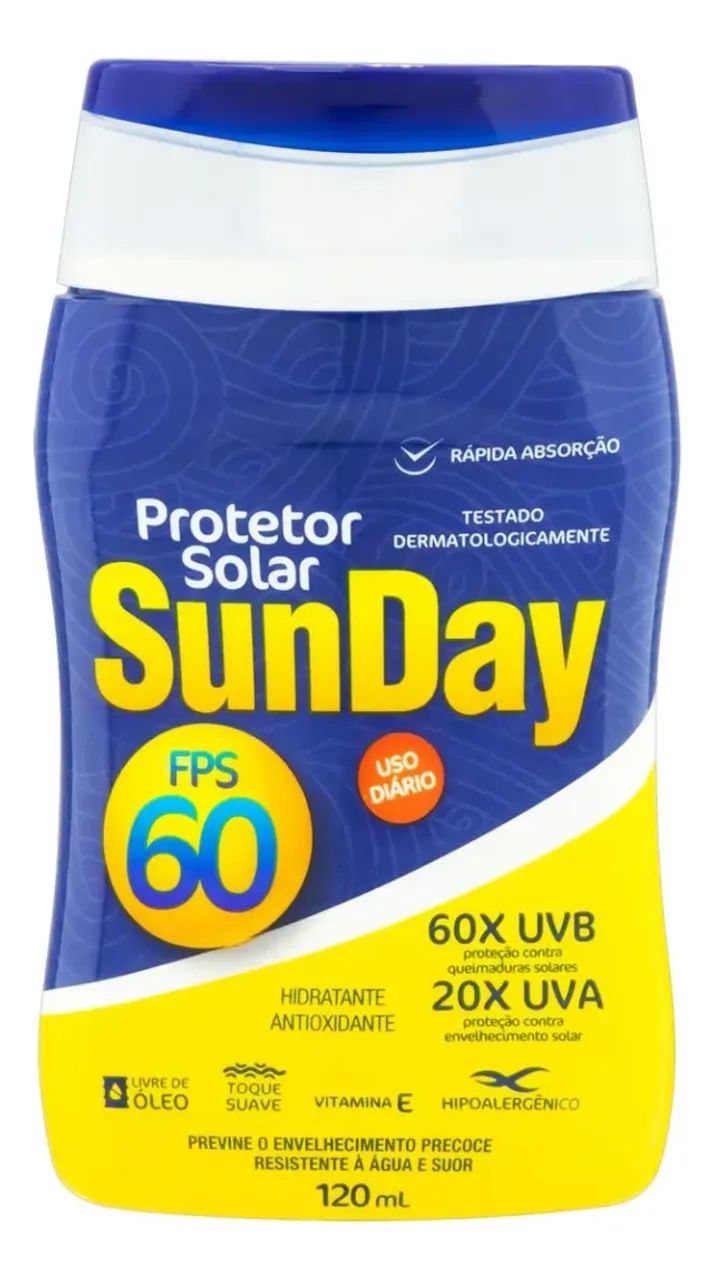Protetor Bloqueador Solar Fps 60 120ml Sunday