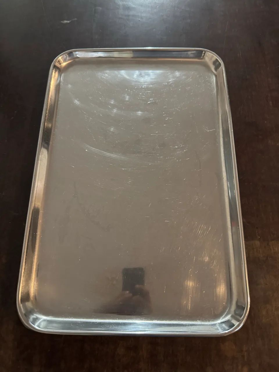 Antiga bandeja em aço inox retangular 49x33 
