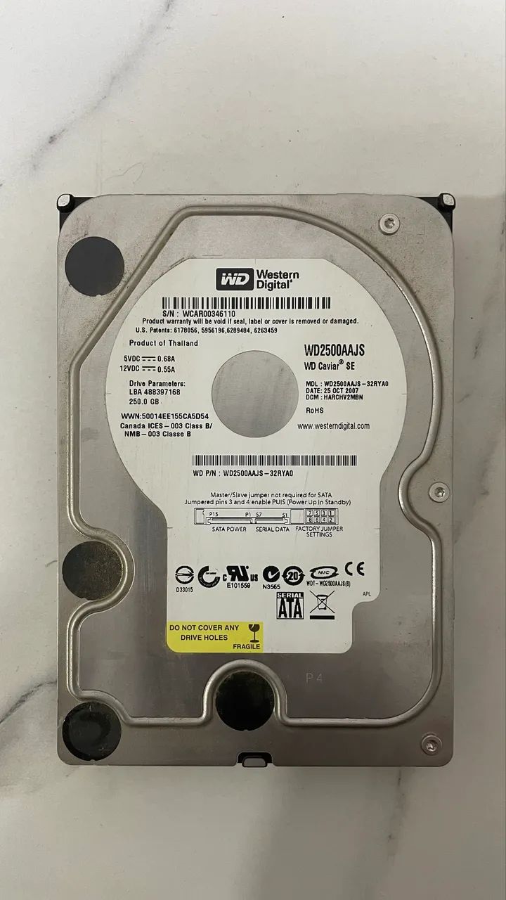 HD Western Digital 250GB SATA 