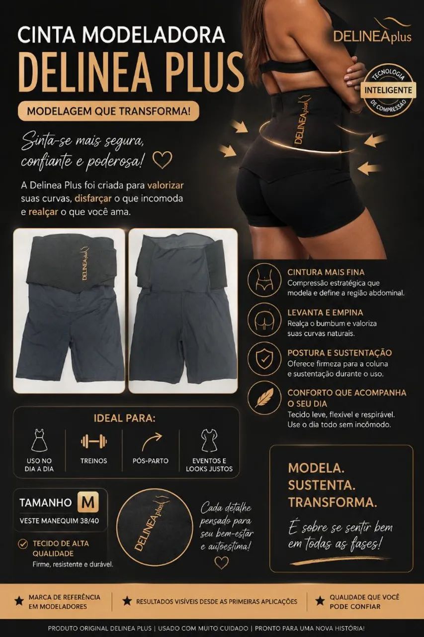 Cinta Short modeladora Delinea Plus Novinha 