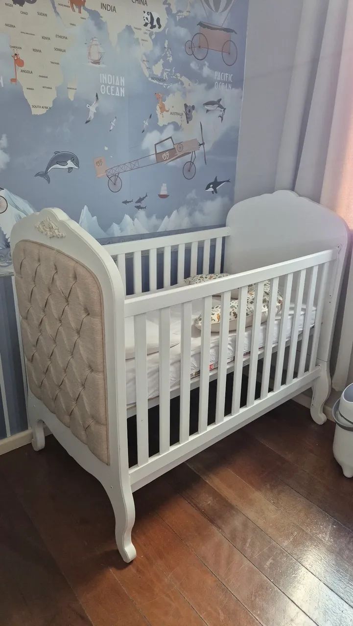 Berço estilo provençal branco com linho  - Foto 3