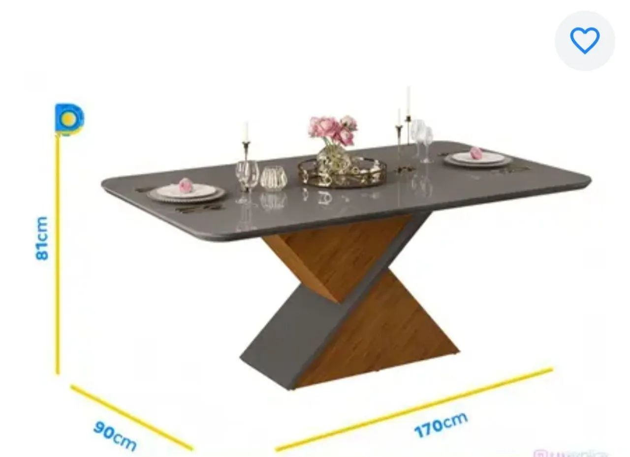 Mesa de jantar 6 cadeiras retangular cinza e lunar  - Foto 3