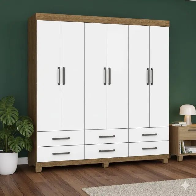 Promoção Guarda Roupa Dallas Cinamomo/Branco (entrega grátis)