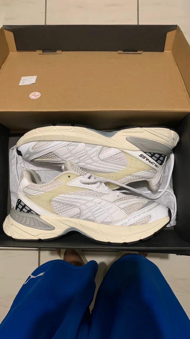 Tênis puma velophasis white mid grey