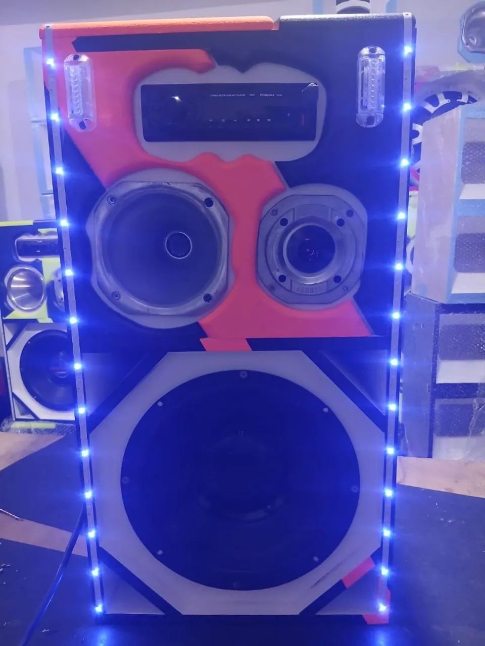 Caixa bob -Grave 12" 350rms+ Corneta+Radio Bluetooth e usb +fonte e leds+ Módulo 400