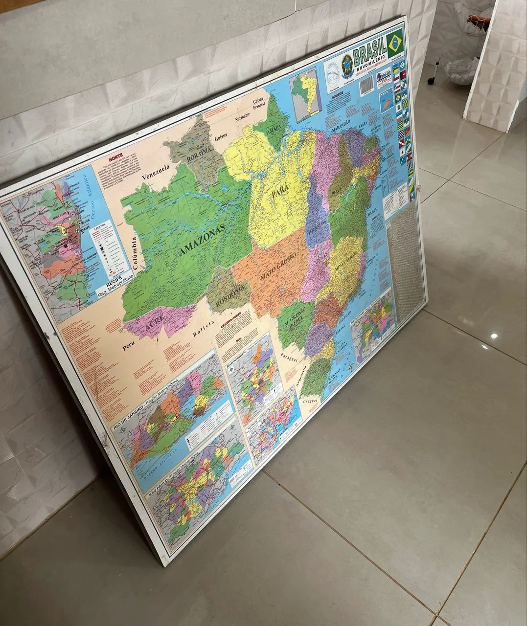 Quadro Mapa do Brasil Novo Milênio, Rodoviário, Político e Estatístico - Foto 5