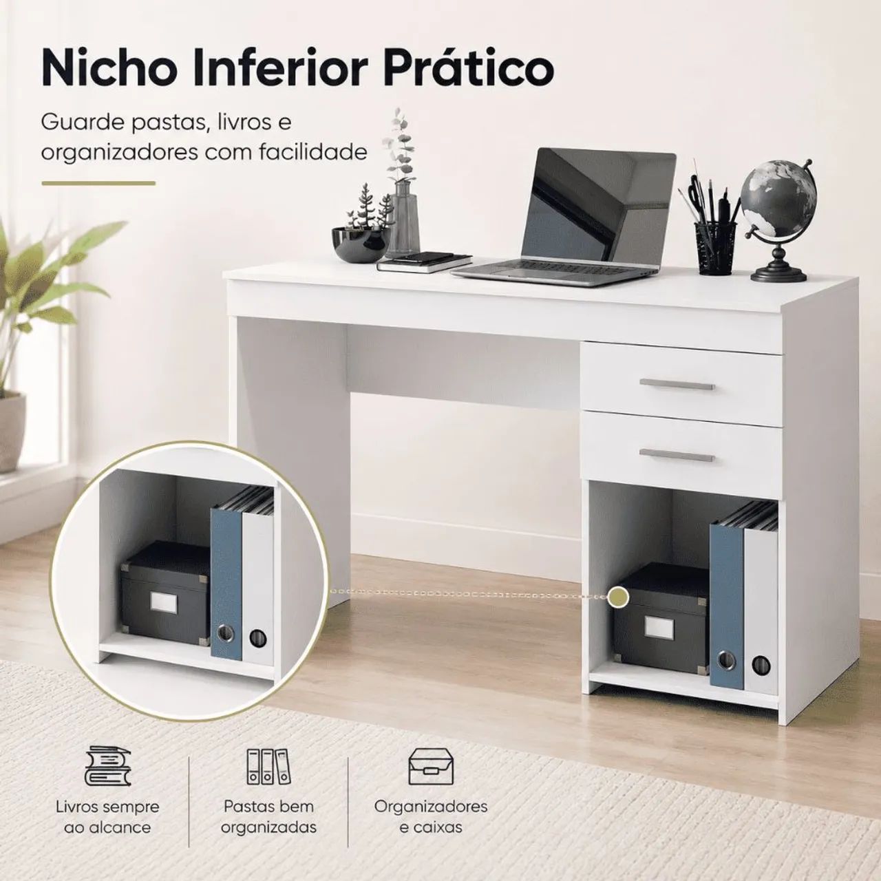 Mesmo escrivaninha para computador com duas gavetas - Foto 4