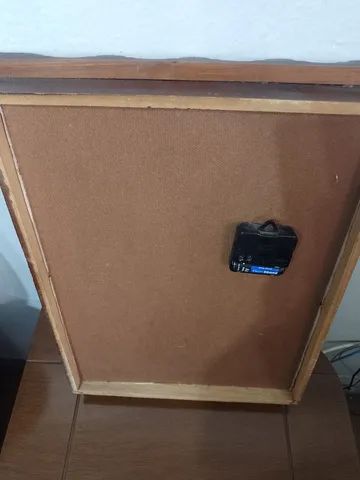 antigo relógio de parede - moldura de madeira - Foto 5