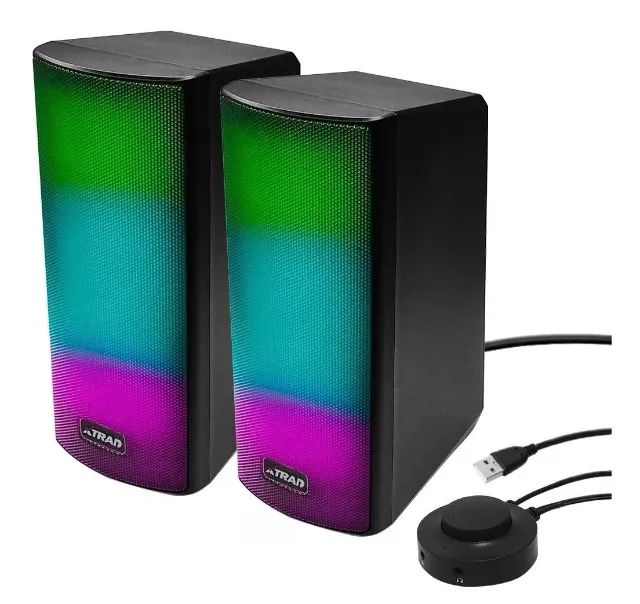 Caixa De Som Bluetooth Cartão Sd Usb Para Pc Notebook e Celular Rgb XDG-297