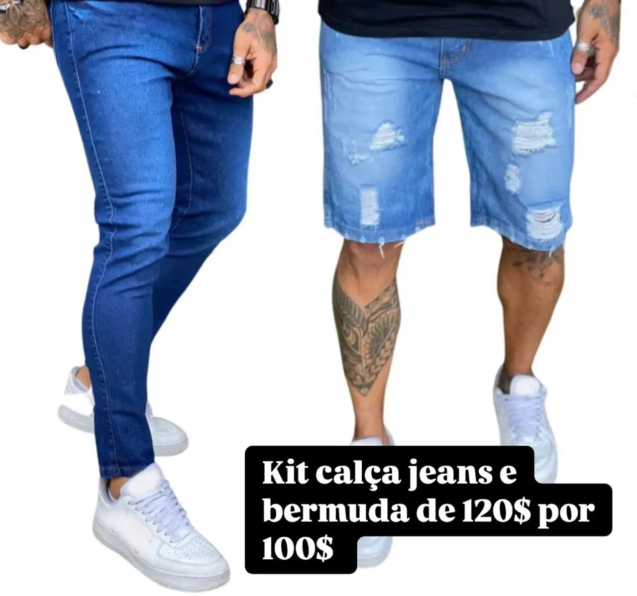 Kit Calça Jeans e Bermuda Masculina - Promoção Imperdível!