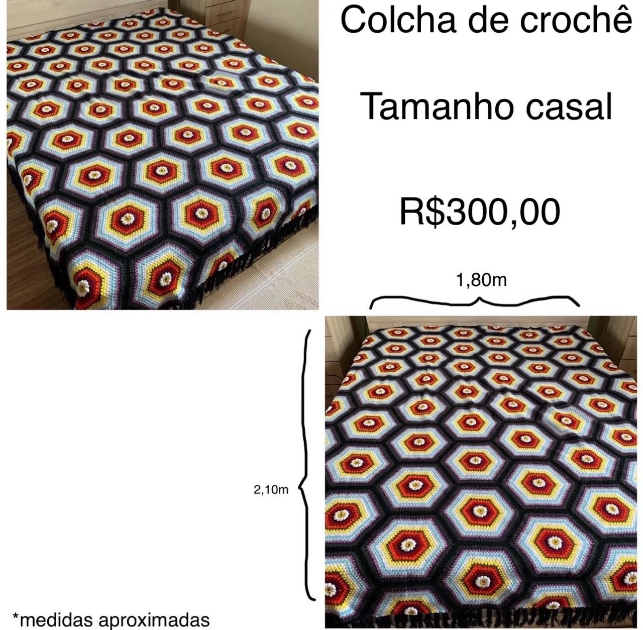 Colcha de crochê tamanho casal