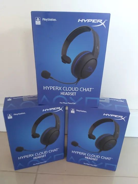Fone De Ouvido Gamer Hyperx Cloud Chat Preto E Azul Ps4 - Foto 5