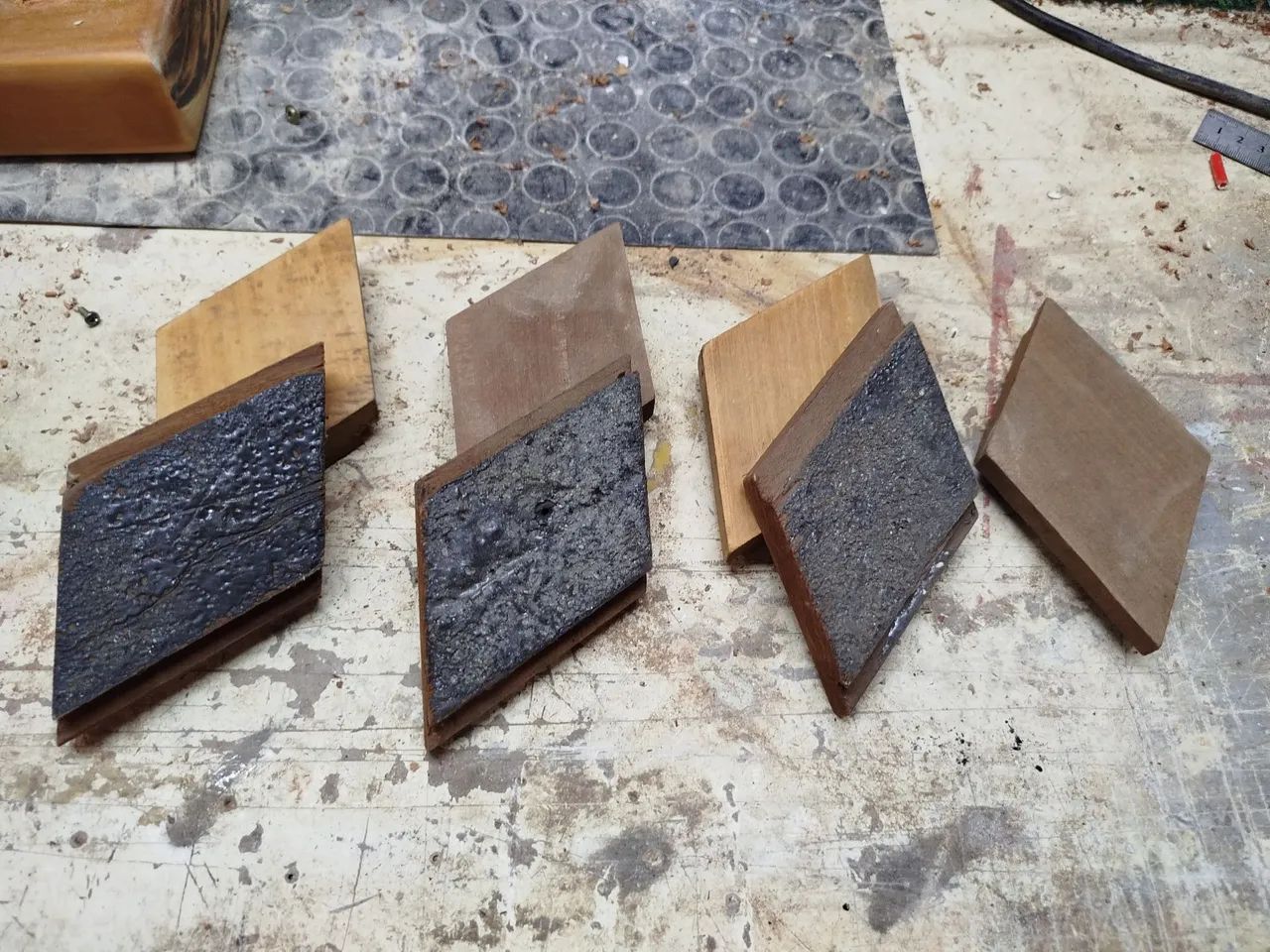 Tacos de madeira  Taco Peças de madeira em formato de diamante - Foto 2