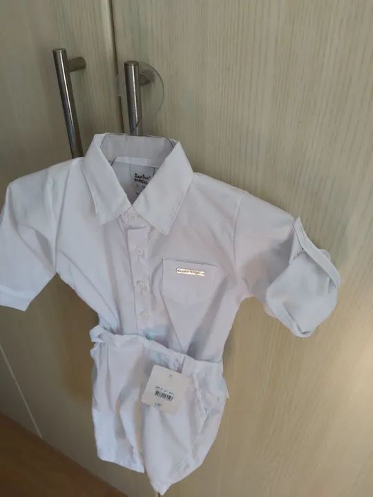 Batizado conjunto social branco para bebê - Foto 4