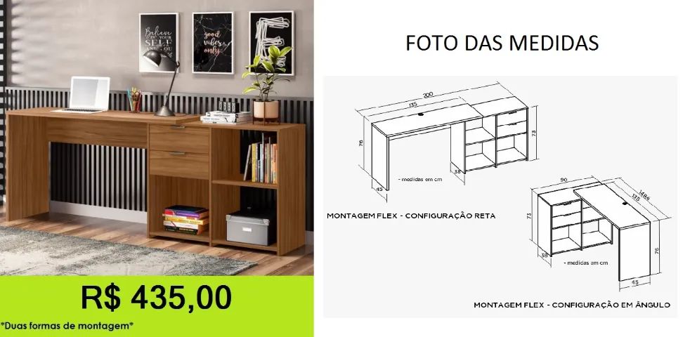 Escrivaninha de canto / reta  - Foto 4