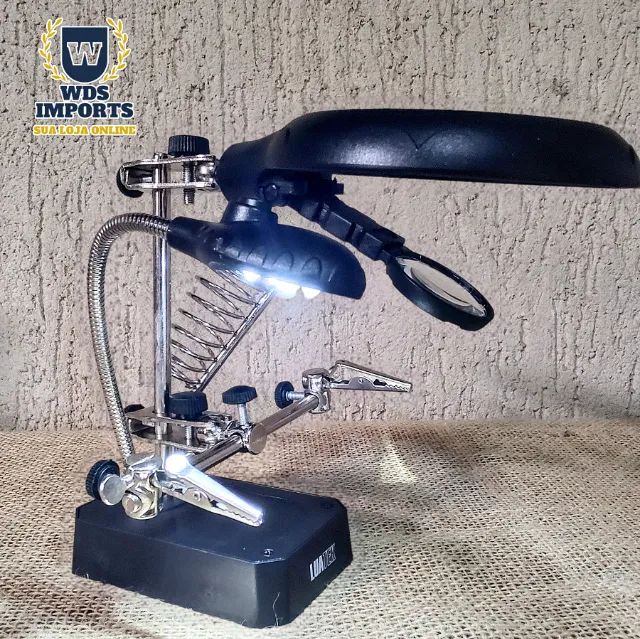 Lupa De Mesa E Bancada Led Luminária Com Clip Eletrônicos