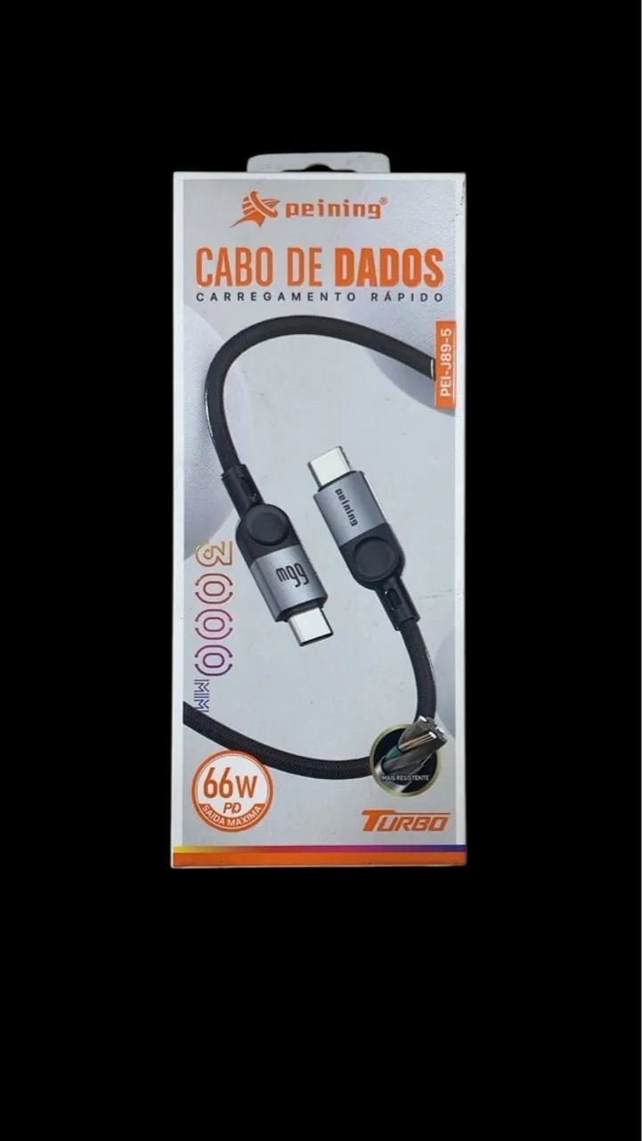 Cabo de Dados Peining Turbo 66W 3 Metros fibrado Tipo C/C