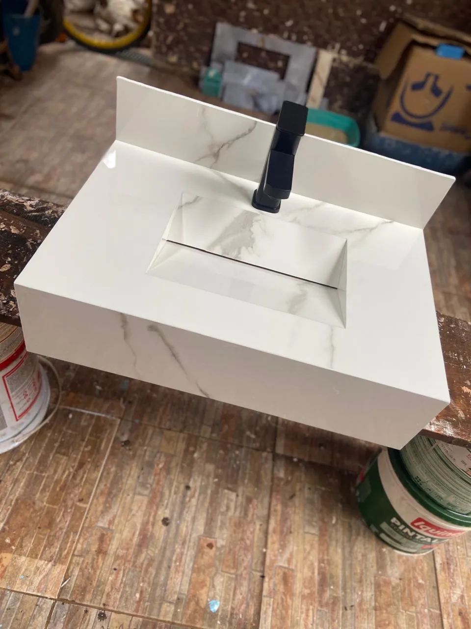 Pia de banheiro em porcelanato - Foto 5