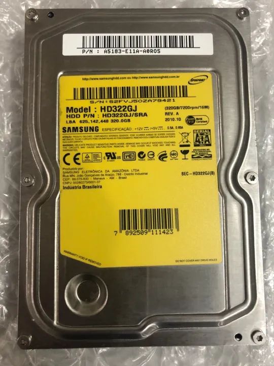 Hd Sata 320gb Testado 100% Funcionando