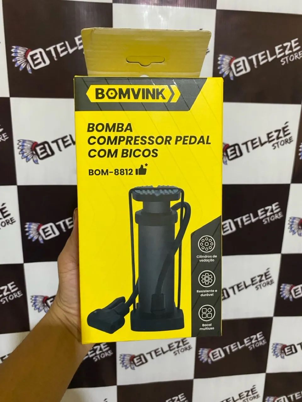 Bomba de ar com pedal para encher colchão inflável  - Novo Entrego 