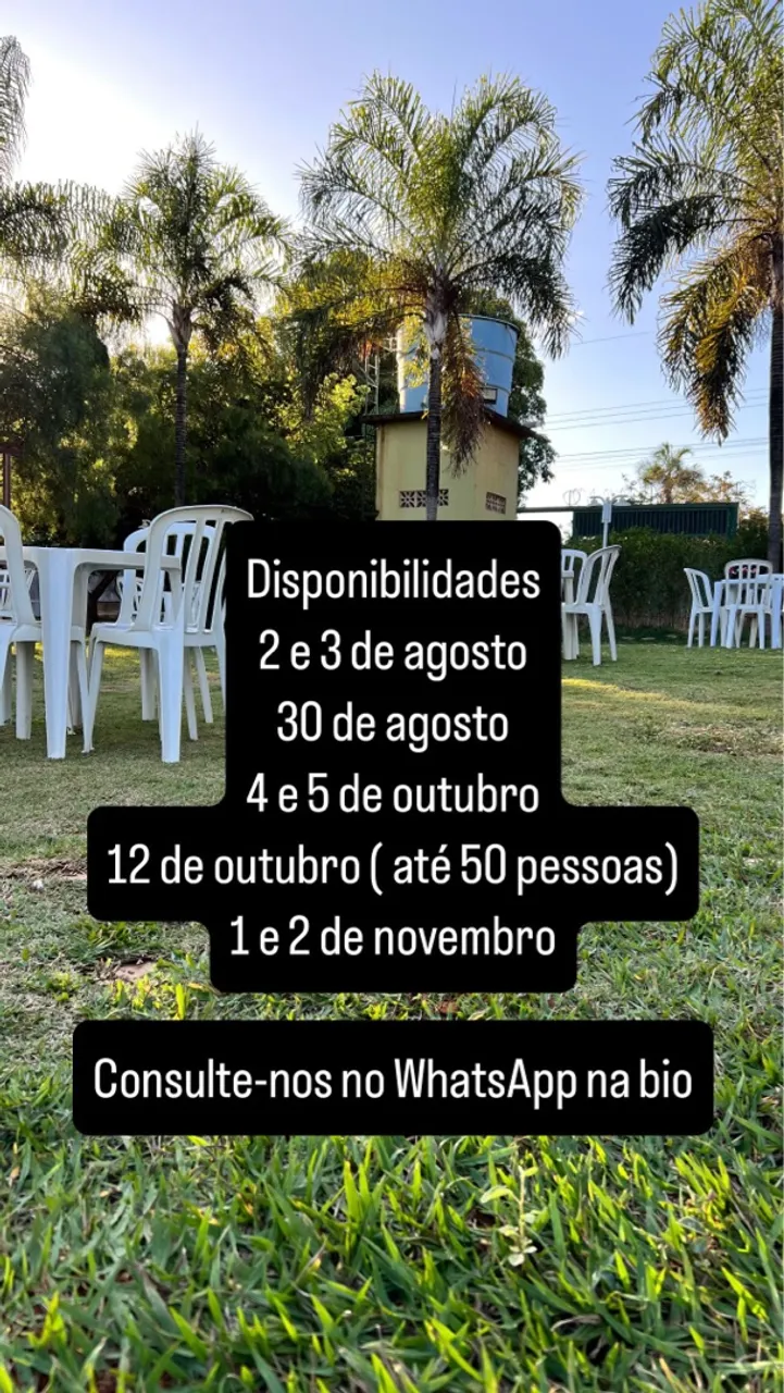 Chacara disponível 30 e 31 de agosto