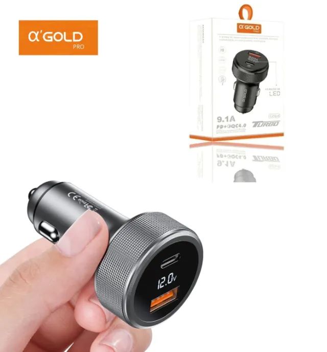 CARREGADOR VEICULAR 12/24V TURBO 60W 1 USB 1 USB TIPO-C AGOLD CJ12-4 - Foto 3