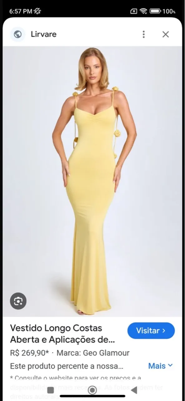 Vestido Longo Amarelo com Aplicações - Geo Glamour