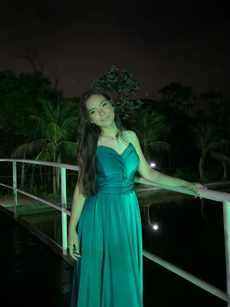 Vestido de festa verde esmeralda longo