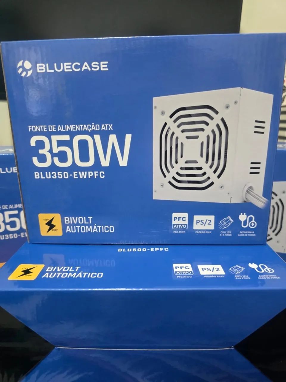 Fonte 350W Branca PFC Ativo Bivolt Auto PS/2