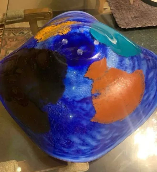 Murano Centro De Mesa Em Cristal Grande Assinada 100% Autentica. (43cm diâmetro.) - Foto 4