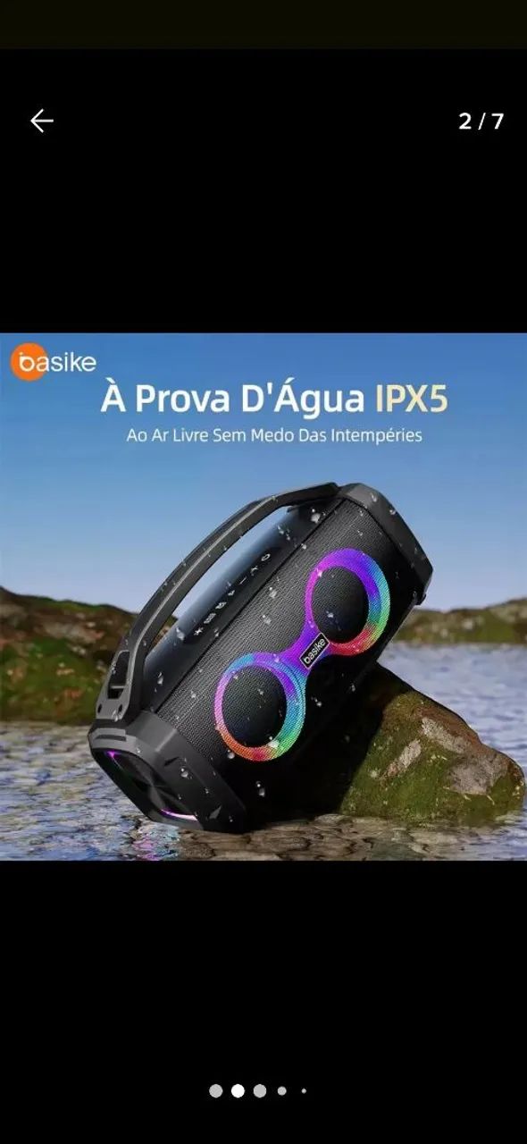 Caixa de Som Bluetooth Basike com Iluminação LED - Foto 5