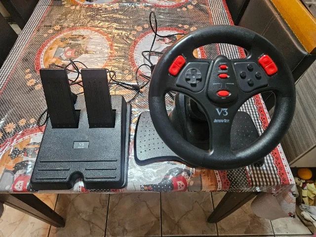 volante ps1 v3 praticamente novo com acelerador e freio