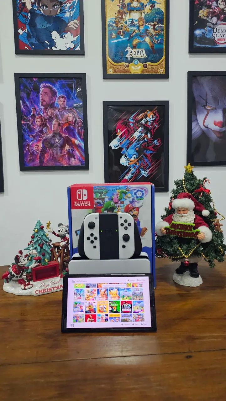 Última peça Switch Oled Destravado com 512 GB lotado de jogos 