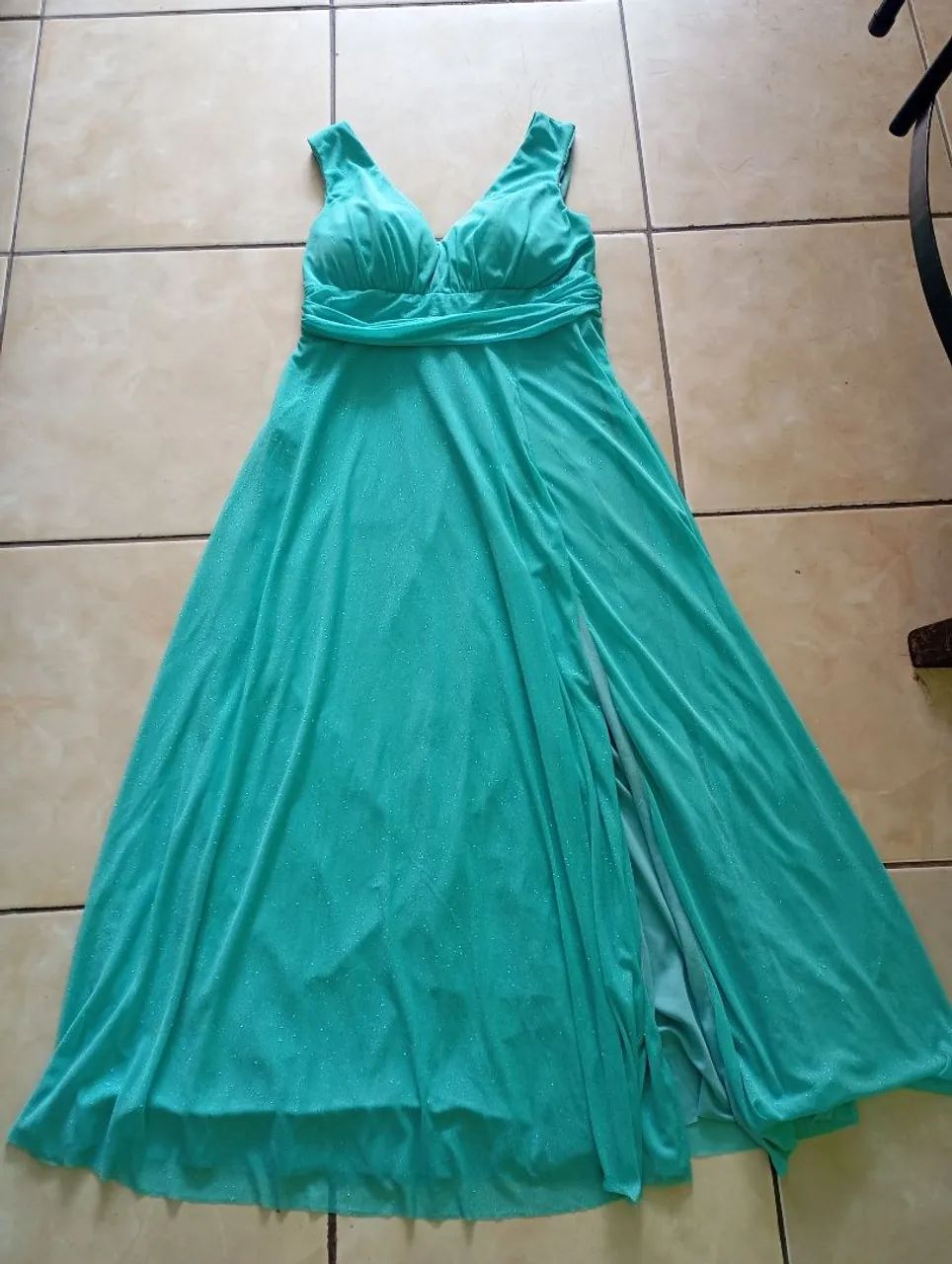 Vestido de festa verde thifani tamanho 46 usado uma única vez