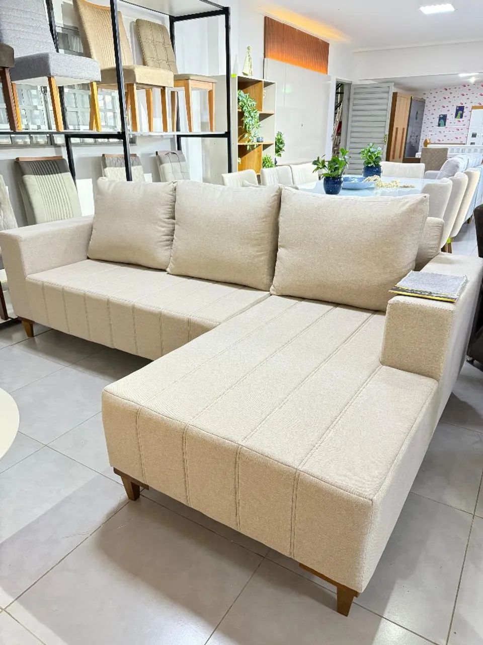 Sofá de canto bege65704309144195123