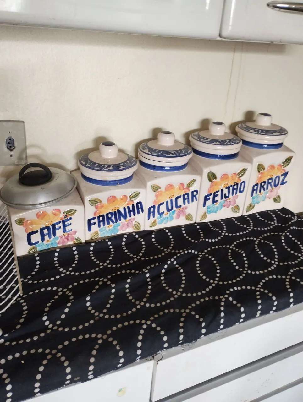 Jogo de potes de cerâmica decorativos para cozinha