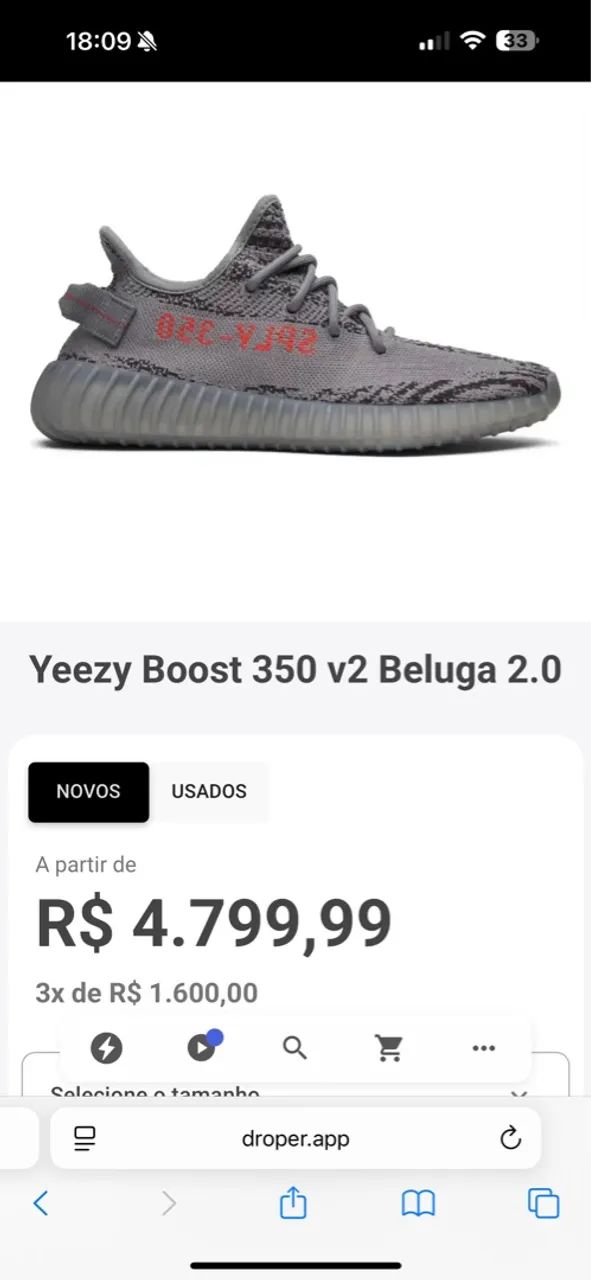 Adidas Yeezy Boost 350 V2 Seminovos Calçados Engenho do Mato