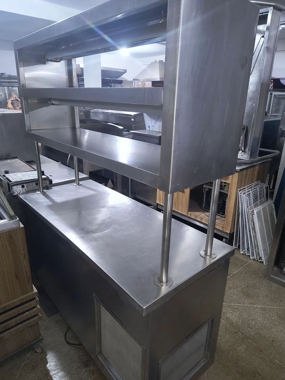 Balcão Refrigerado Inox 2P + Aquecedor Pratos Ótimo Estado - Foto 6