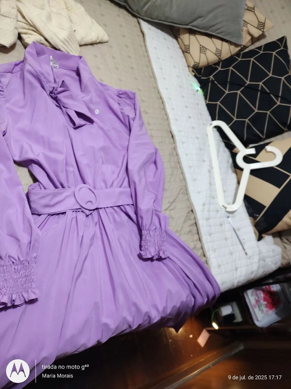 Vestido vintage lilás com cinto - Foto 3