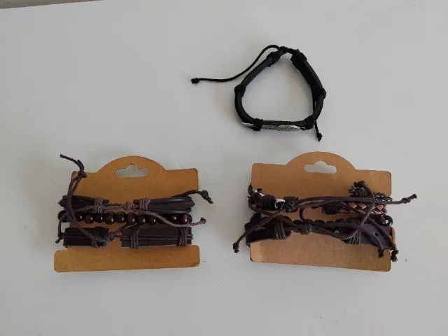 Kit Pulseira Masculina Couro - Foto 3